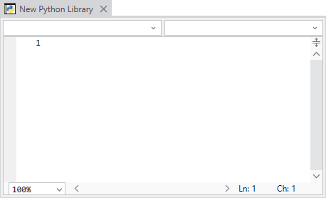 The editor is displayed in Design mode, ready for you to enter or edit the program code.