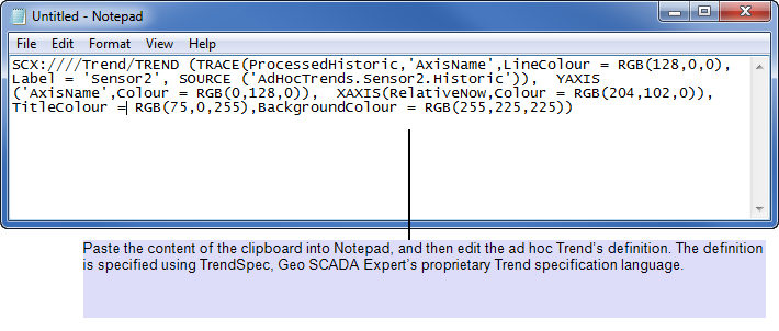 Trend shortcut pasted into notepad